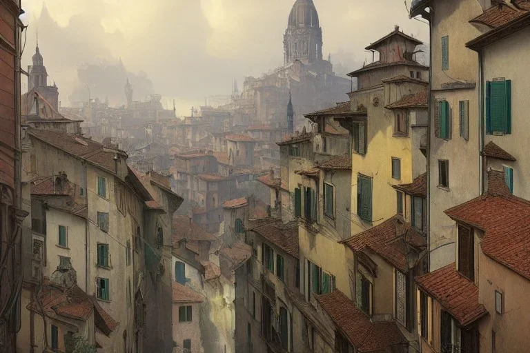 Cats cats on rooftops +colorful Italian town on sea+bologna+genoa street+Italian medieval town++alphonse mucha, greg rutkowski,matte painting, cryengine, hyper detailed, felix kelly, fantasy art, seb mckinnon