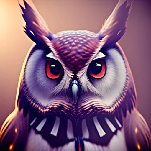 Badass Owl, macro lens blur, photorealistic,studio lighting, sharp focus, unreal engine