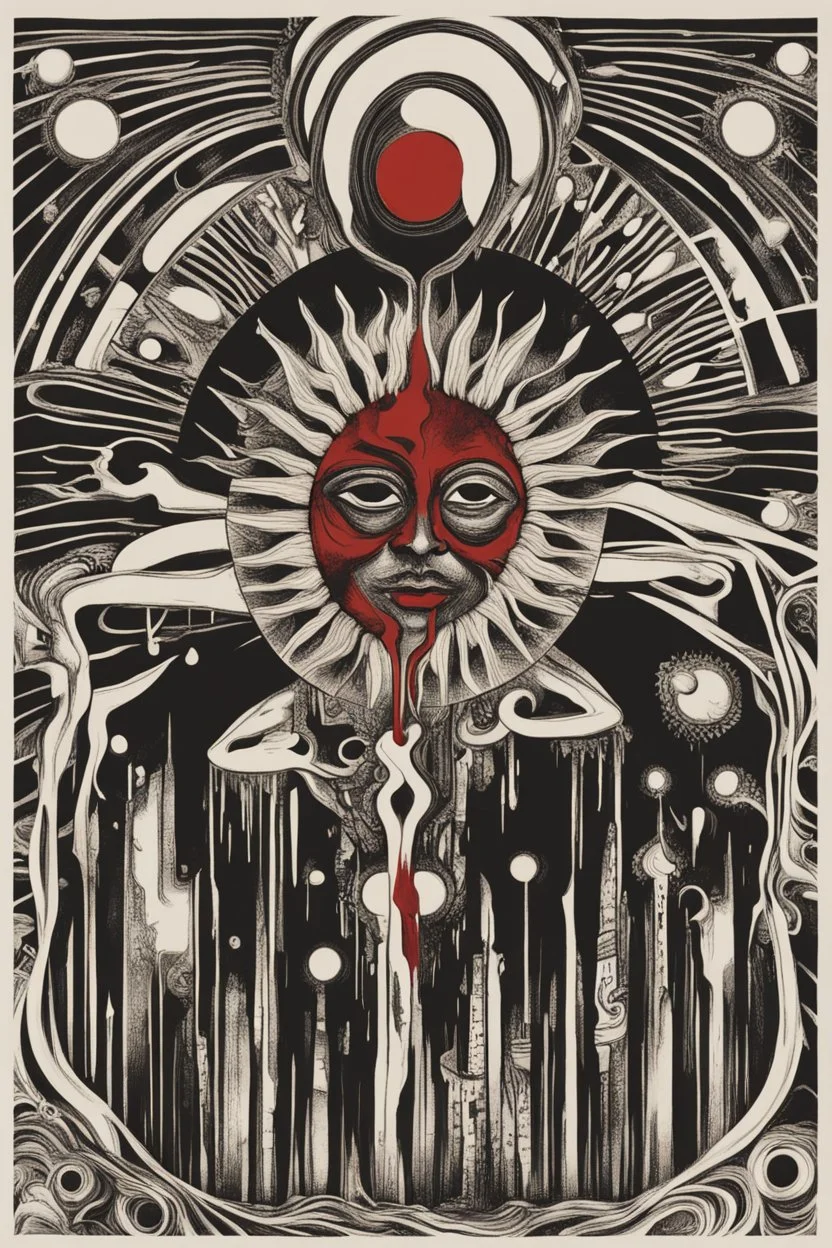 Abstract drawing of sun and blood