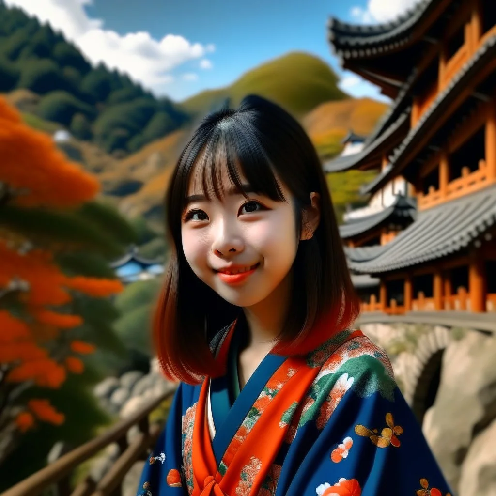 amime girl with scenery in Japan