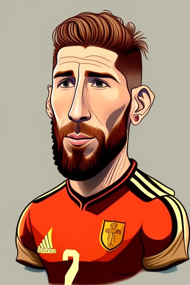 Sergio Ramos Spanish football player 2d cartoon