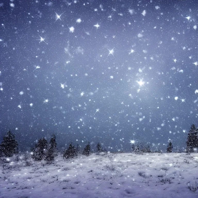 winter landscape, crystal, stars