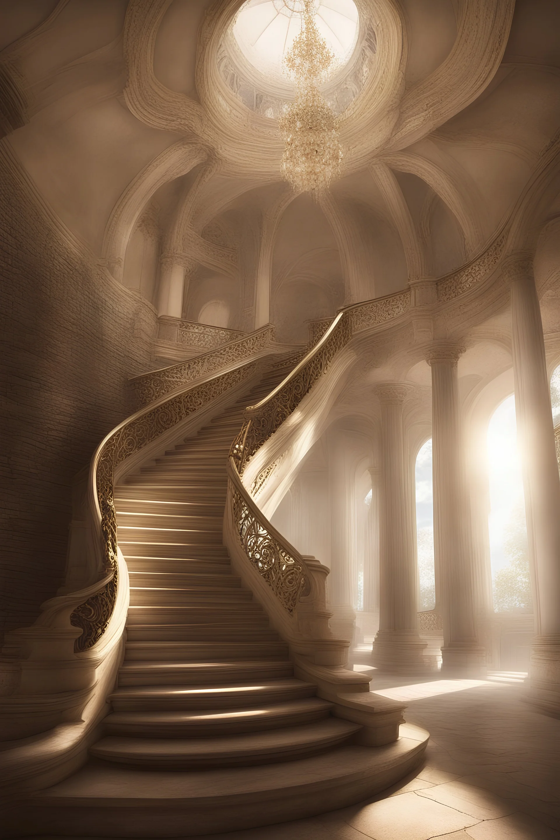 beautiful staircase to heaven, bright, divine light