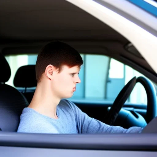 road head in a parked car