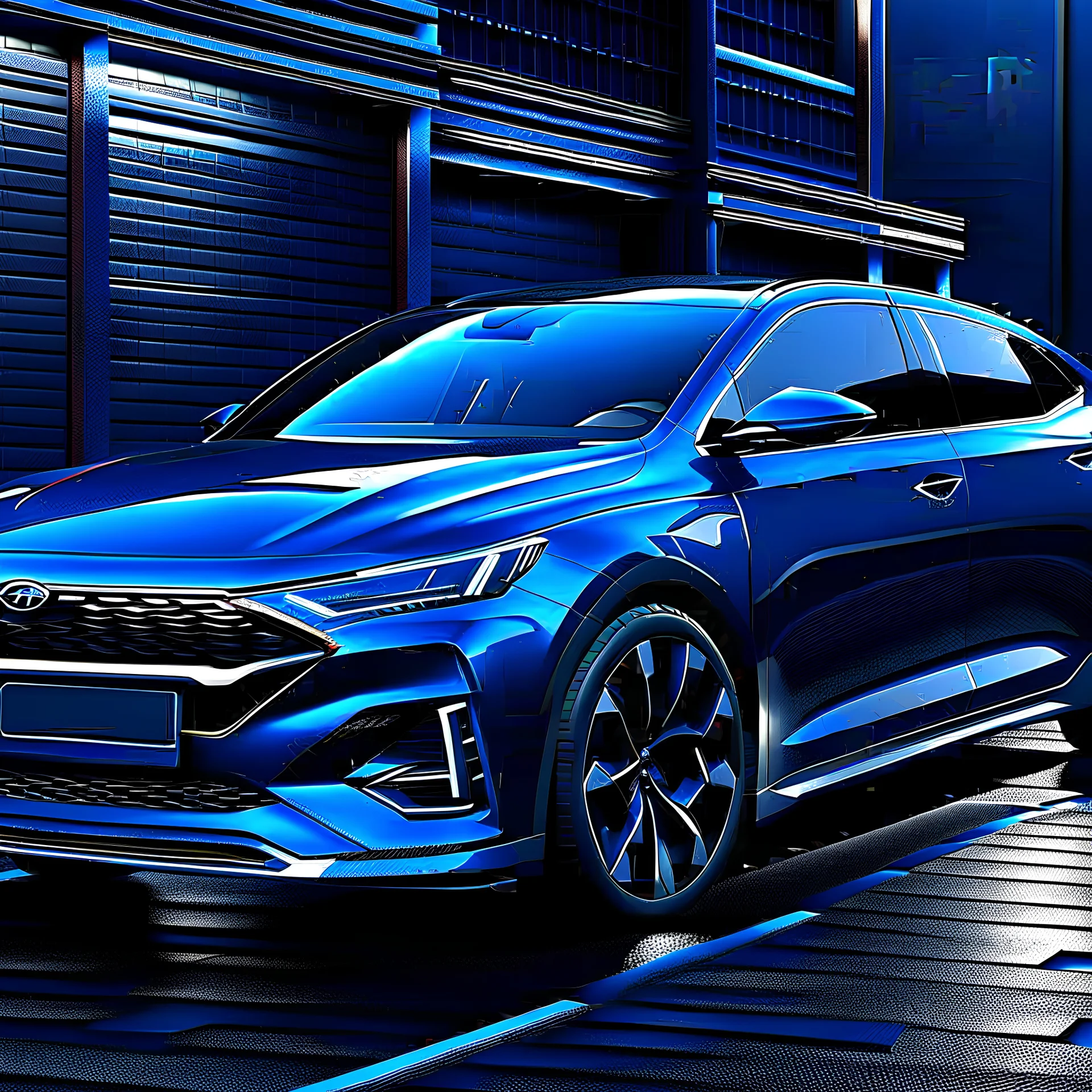 Auto Kia 2022 tuneado al estilo japonés azul oscuro
