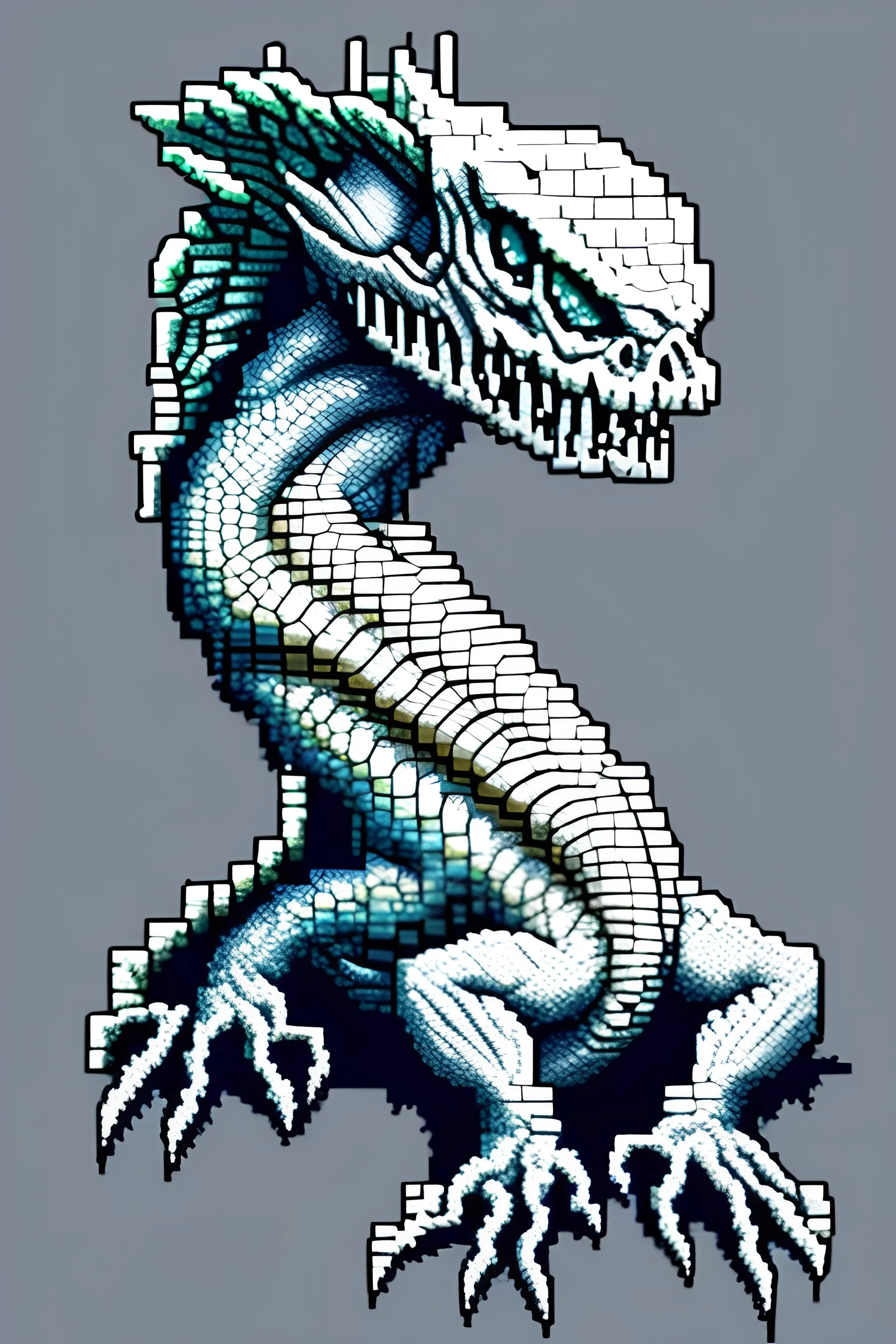 white. Scaley sReptile angel, scary, barf art, highly detailed pixel art,