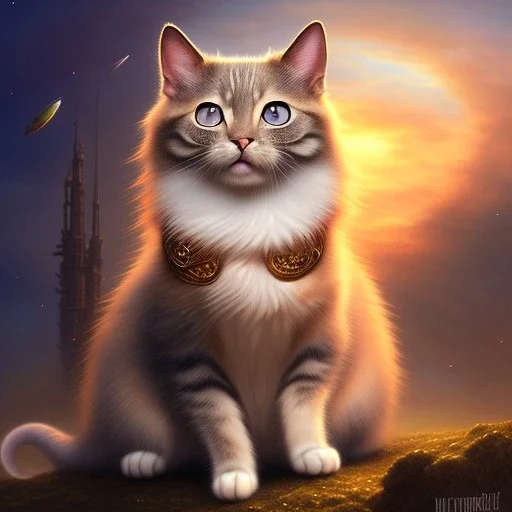 beautiful cat playing with mouse, stunning, magnificant, sunset sky, 8k resolution, high-quality, fine-detail, detailed matte, photography, illustration, digital art, brian froud, howard lyon, greg rutowski, Anne Dittman, Anne Stokes,