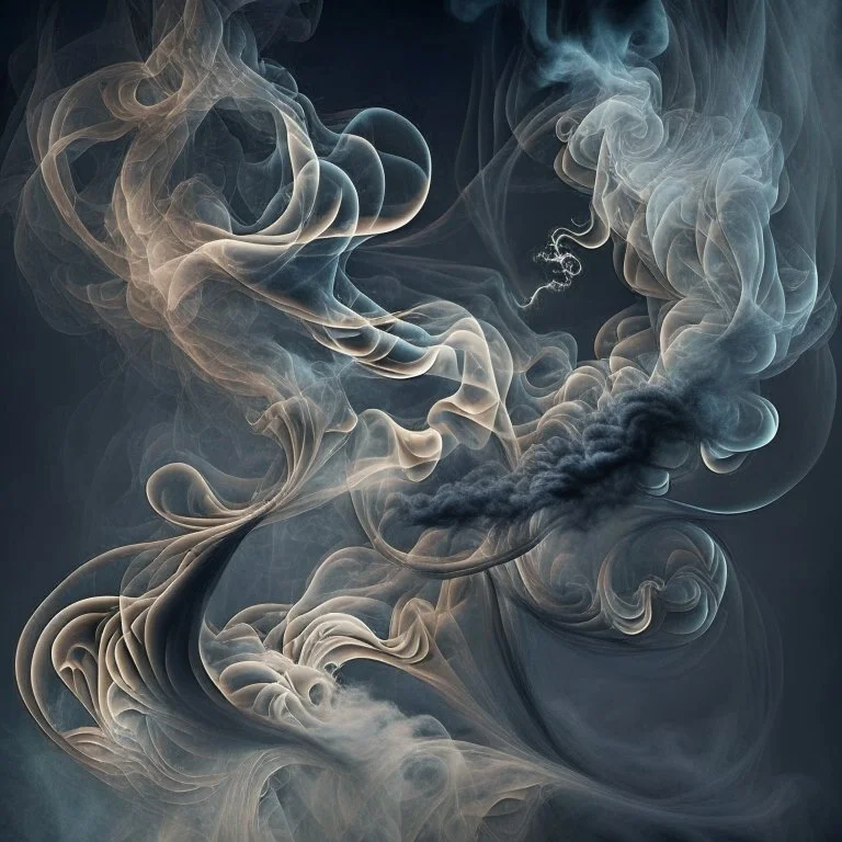 Create an artwork where wisps of smoke gracefully intertwine, forming organic patterns that traverse the canvas