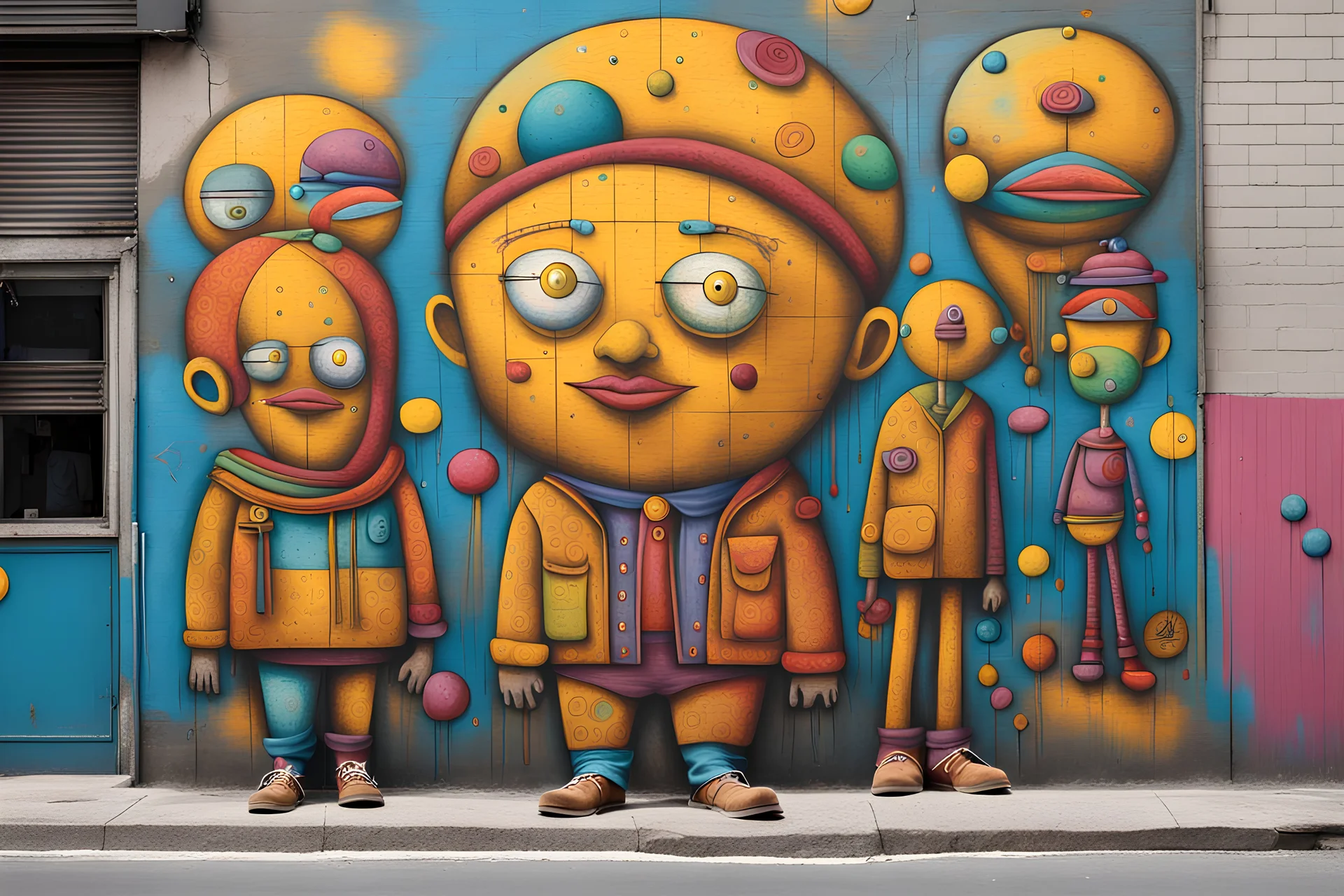 Street art in the style of Os Gemeos