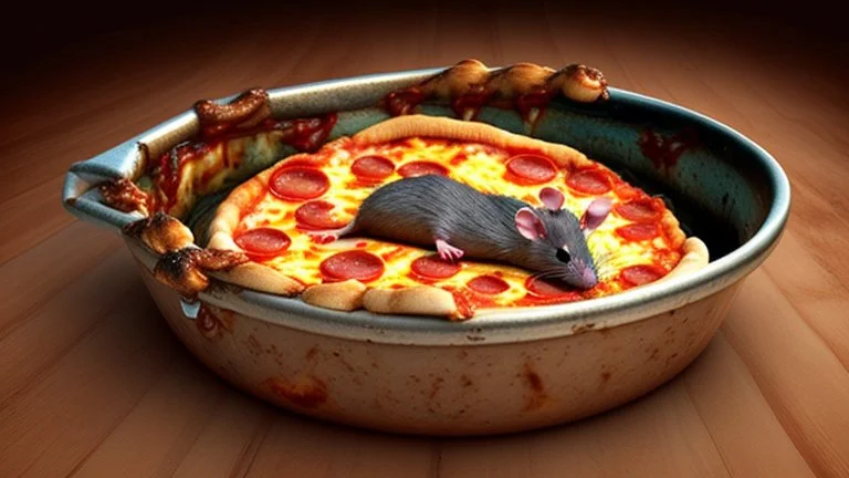 Pet rat in pizza sauce tub