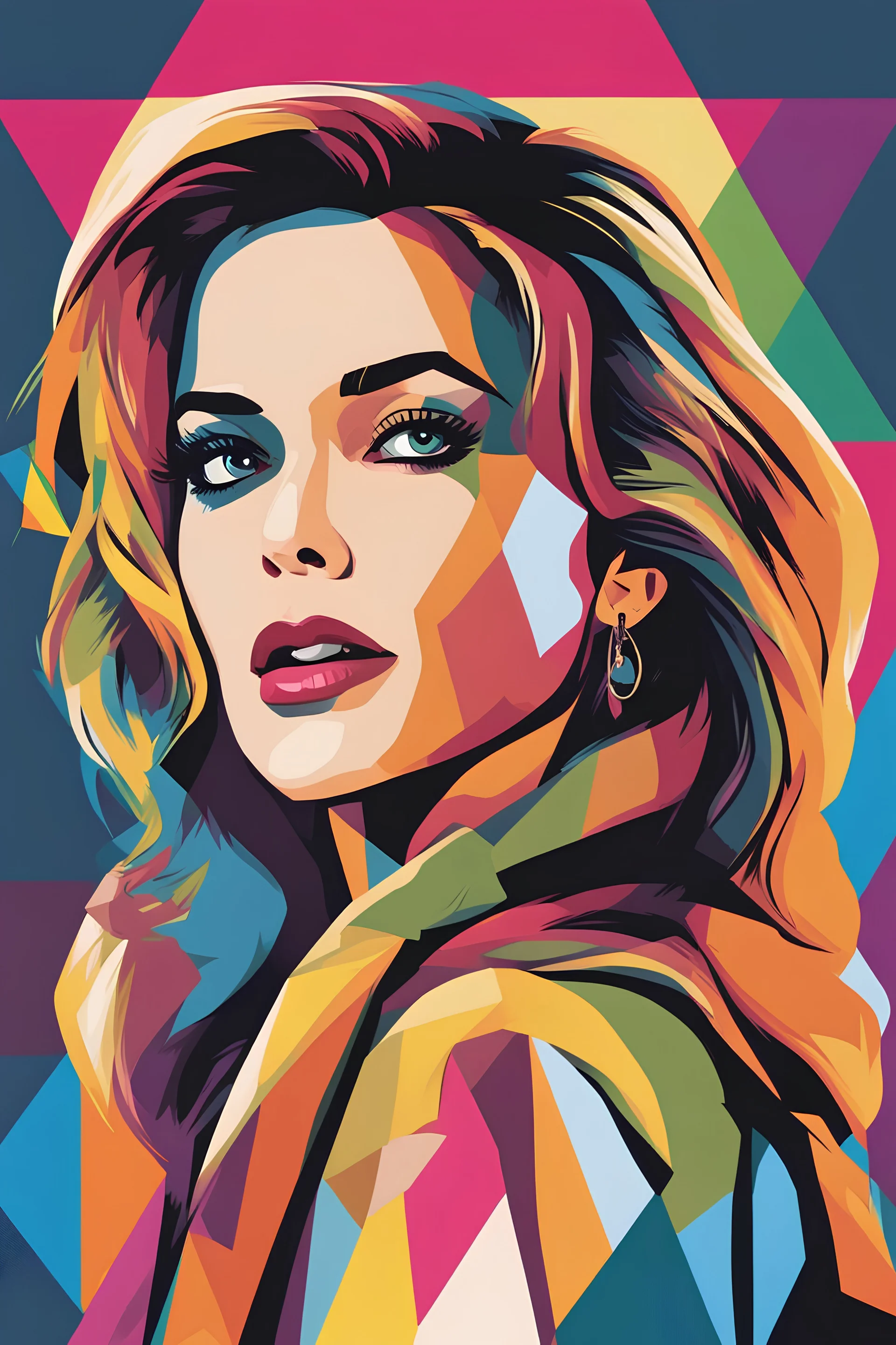 beautiful woman vector in pop art and wpap style