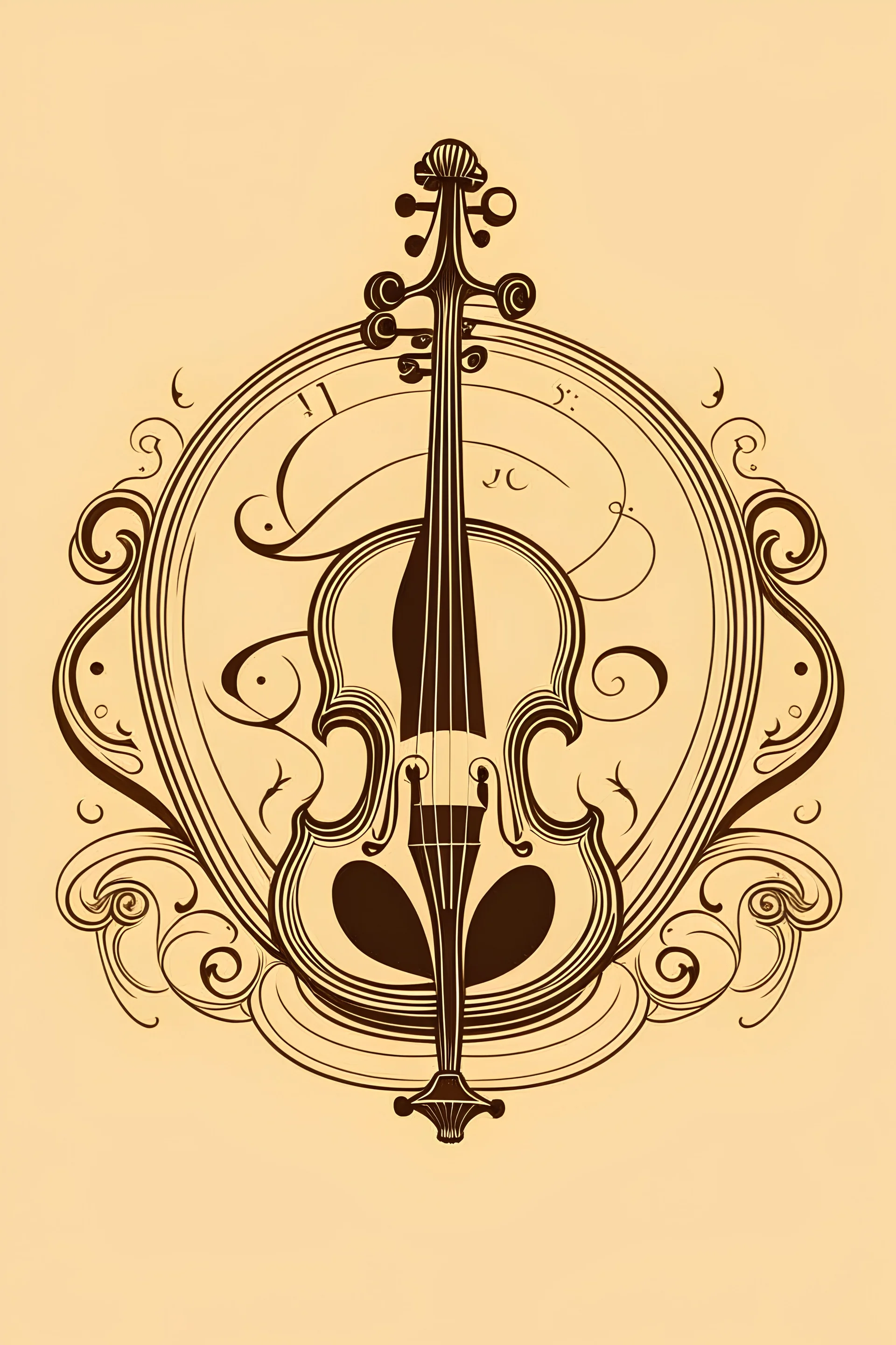 logo que represente elegancia, SOLO 1 violín, partituras y con las iniciales J y C