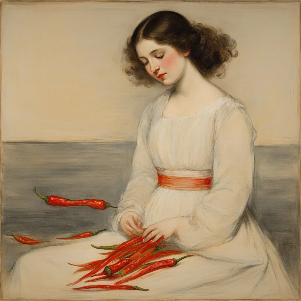 [art by James Abbott Whistler] she's eaten so many chillies she's on fire