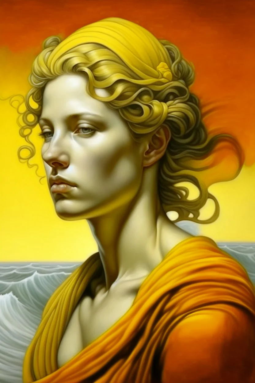 Neoclassicism greel woman realistic yellow sea