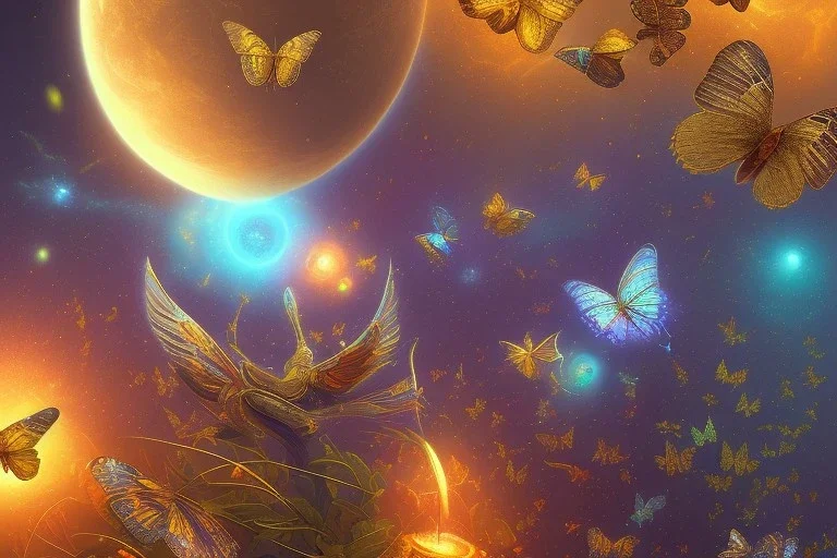 opening to the gold rise of butterflies