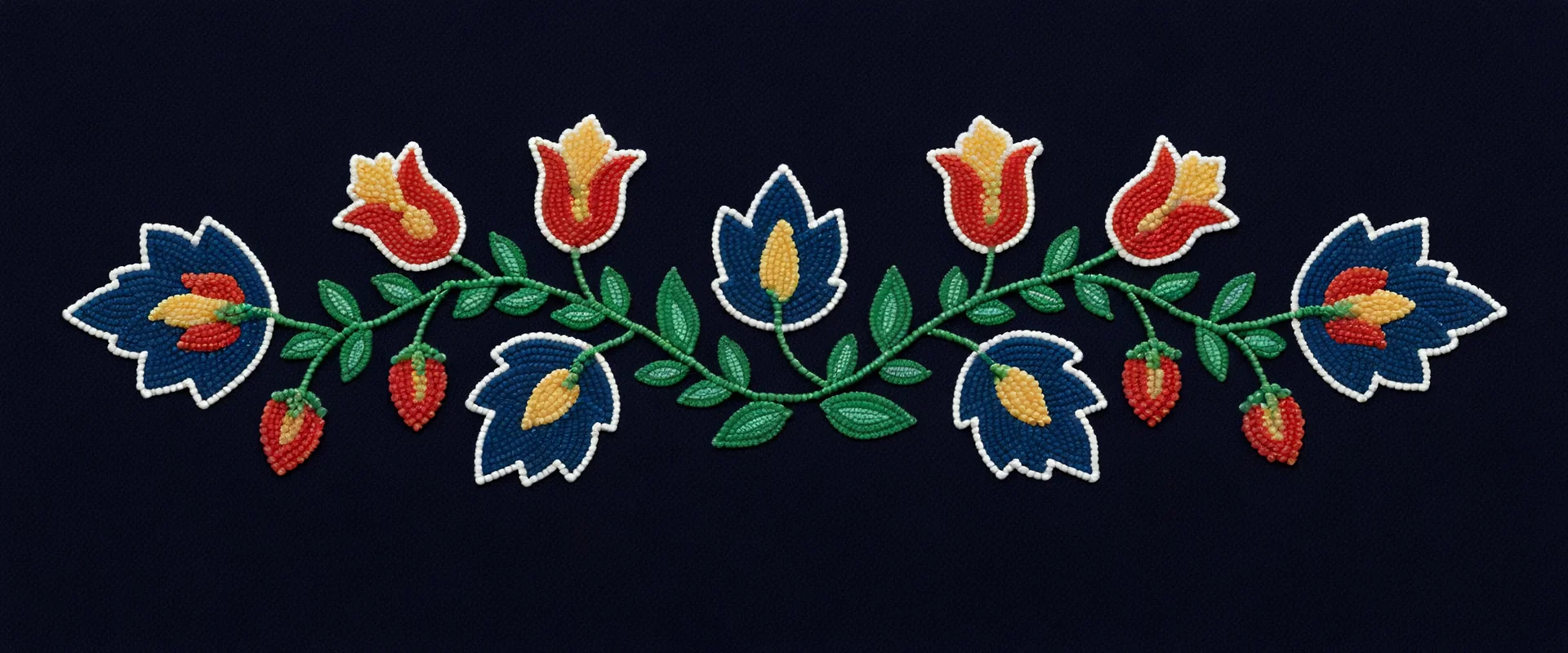 beaded flowers and leaves