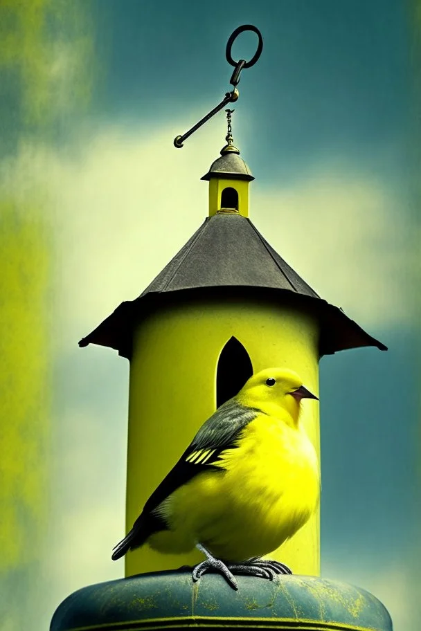 Canary on top a church bell