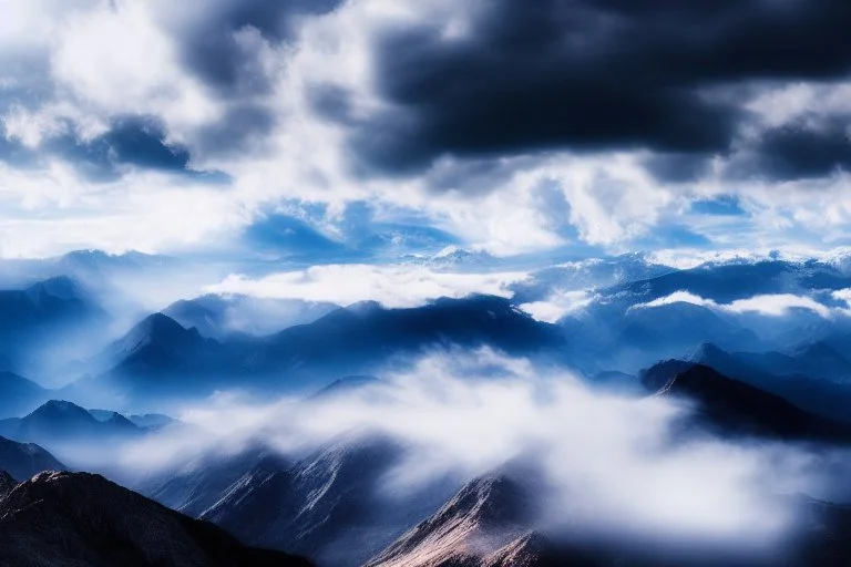 Epic cloud landscape, big epic mountains,Ultra hd, 4k, Photography, hyperrealistic