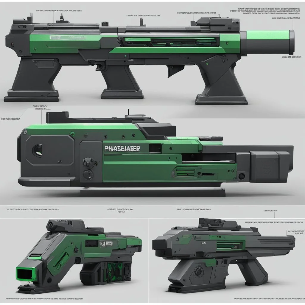 ASSEMBLY AND DISASSEMBLY FOR THE phaser blaster large grey gun green loader AND ALL VARIANTS - from the movie Blood Machines (2019) by Raphaël Hernandez, Ickerman, Joly-Gonfard