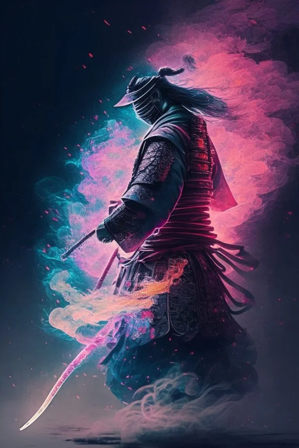 Mystical samurai emitting an aura