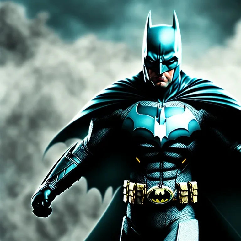 only batman, fly hair, mist around, highly realistic, highly detailed, warrior armor, mist around, smoke