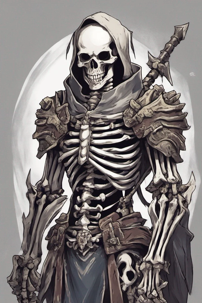 skeleton warrior, anime style, portrait