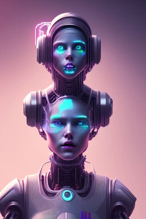 cyberpunk, head, robot, portrai, alone, high key lighting, volumetric light high details with white stripes and blue eye, smiling with plump pink lips, flowers around, unreal engine petit prince belle fine, profil de trois quart, grand front cosmique, peau bleu cristalline, yeux bleu, perle sur le front long cheveux blond et rose etoilé, cristaux sur le corps, collier de grande princesse, l