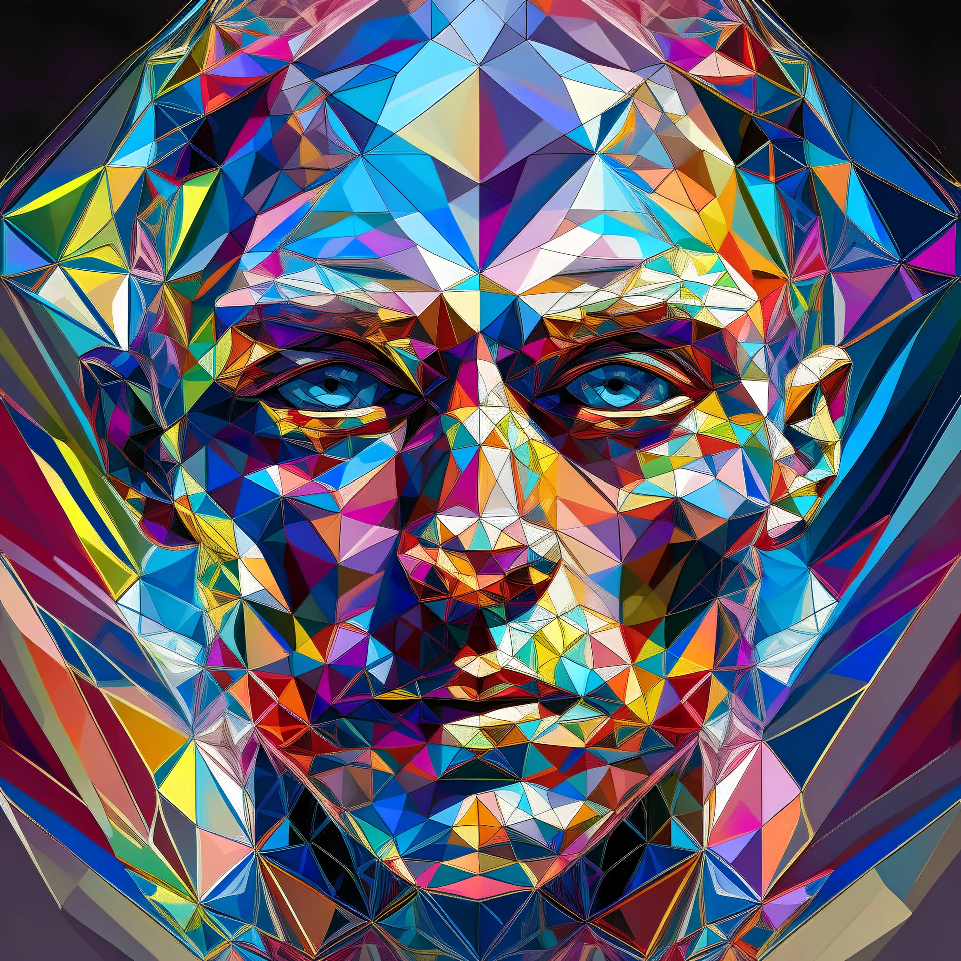 Goa Gil Psychedelic Polygon Crystalised Portrait