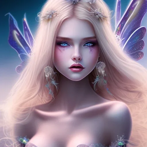 magnifique belle sexy fairy souriante avec de magnifiques ailes et des cheveux longs blonds,yeux bleus