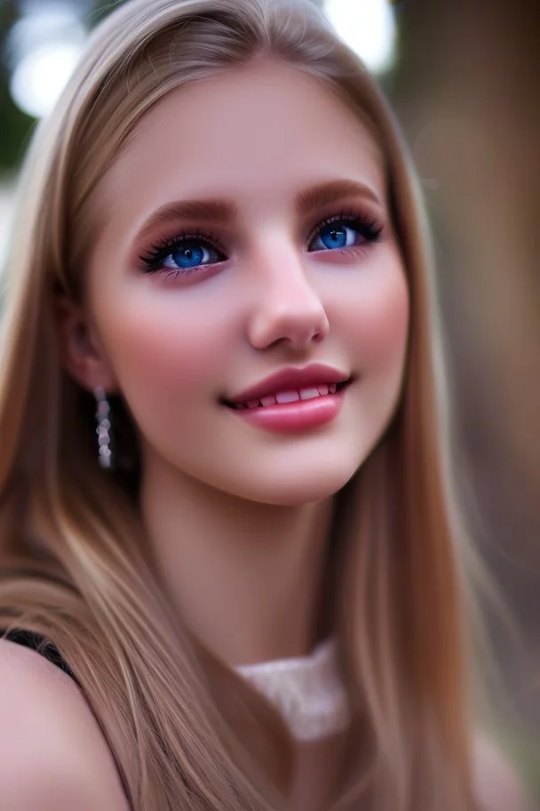 young blonde woman with dark green eyes