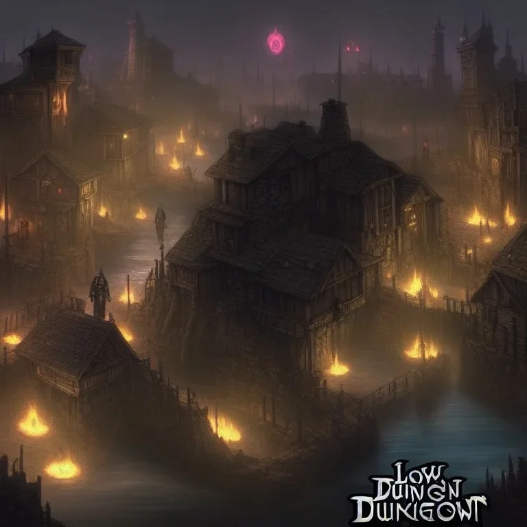 low town under city fantasy dungeon punk dark river