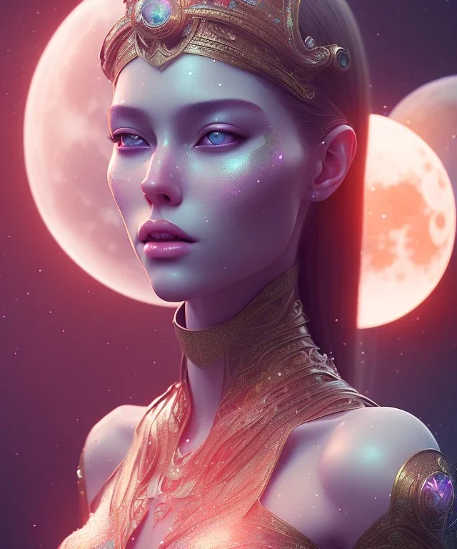  female queen, magic, highly intricate, crystalline, mythical, moon, unreal engine, cinematic lighting, octane render, photo realistic, professional photo