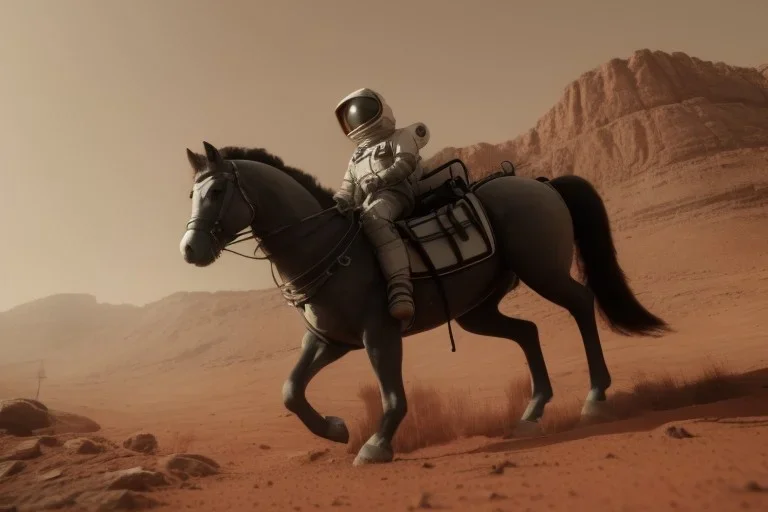 Riding horse astronaut mars unreal engine 5, octan render