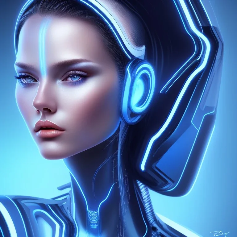 cyberblue, head, woman, portrai, tron