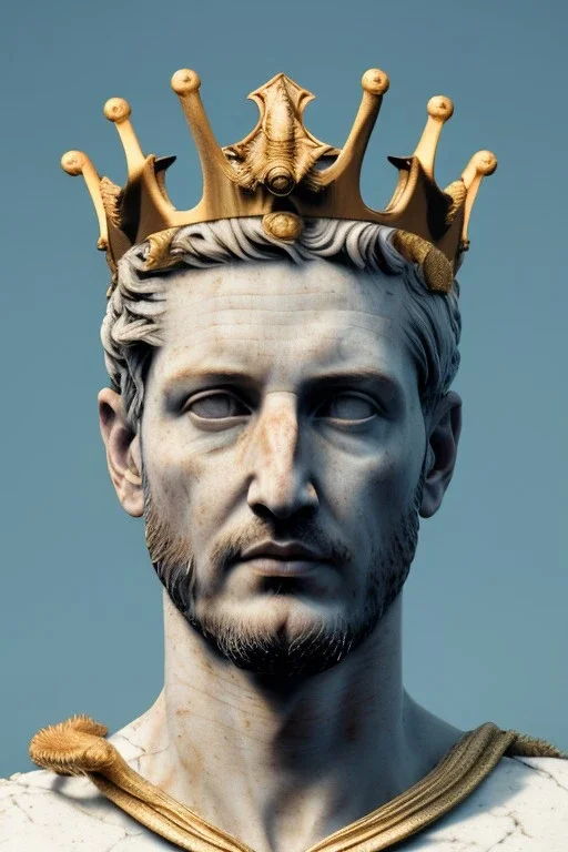 Ultra Realistic image, Roman sculpture, white marble material, Alvaro di Maria, gold crown of natural thorns, god crown, Renaissance style, sun rays background, waist up portrait, epic, celestial, cinematic lighting, God lights, 4k resolution, smooth details, soft lighting, unreal engine 5, art station, substance 3d.