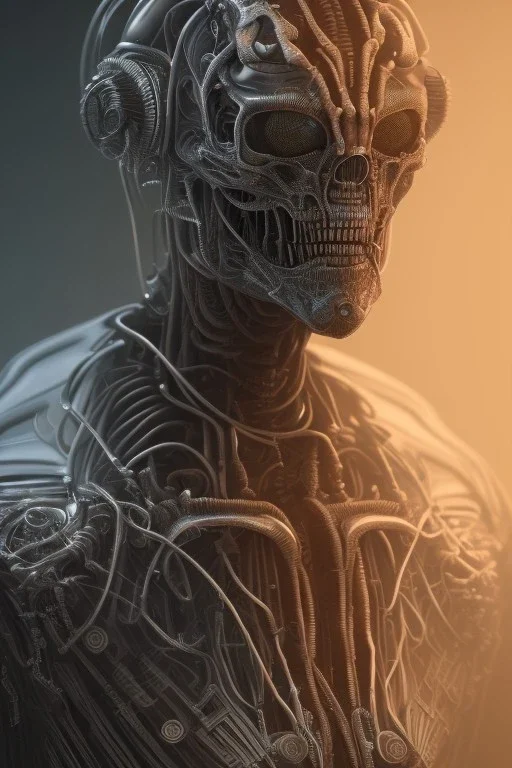 evil berserker, alien, tron, head, bitcoin eyes, 8k, finely detailed, dark light, photo realistic, hr giger, cyberpunk