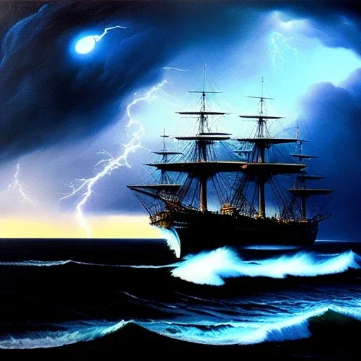 Drawing of 'Black Pearl Ship,Storm,lighting, Skull island', painting by Earl Norem, simon Bisley,frazetta,西嘛哒, evan lee, Vallejo,kelly oil on canvas, cinematic composition, extreme detail,fit full head inside picture,8k