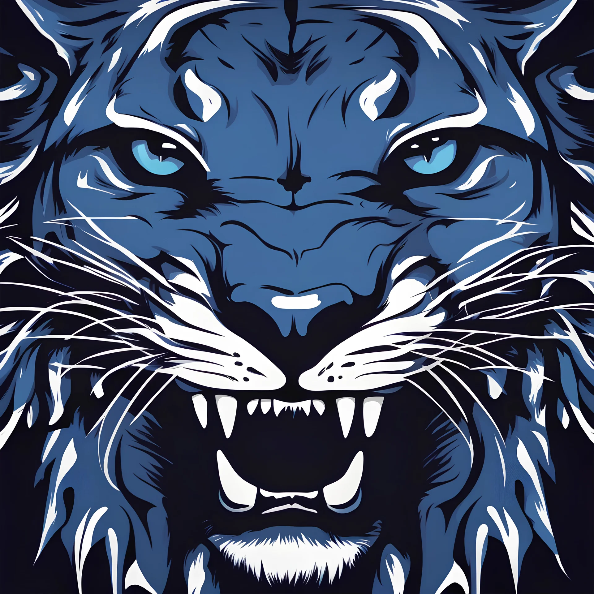 Logo showing the face of a blue fierce cougar