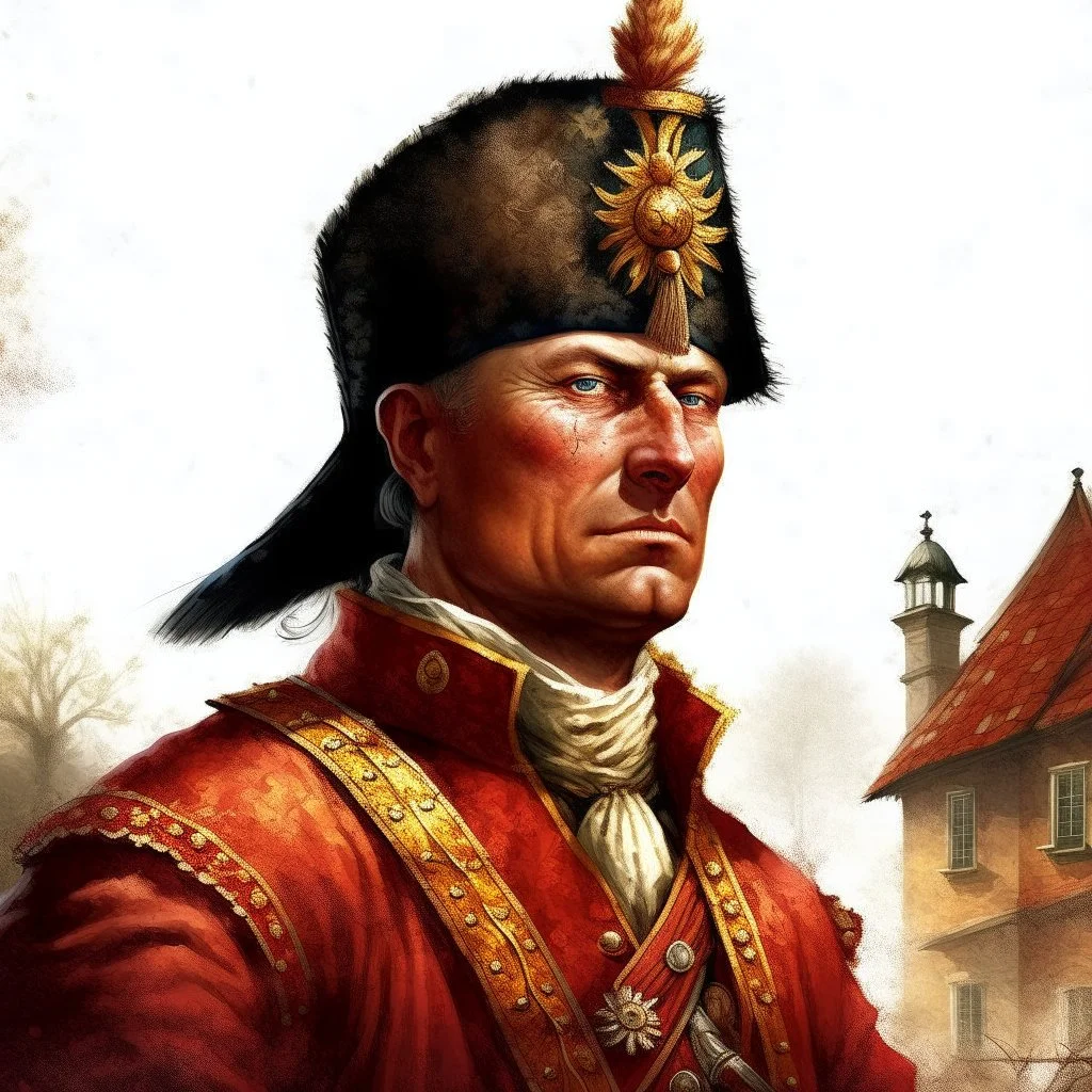 fantasy, portrait, face, town guardsman, medieval, white background
