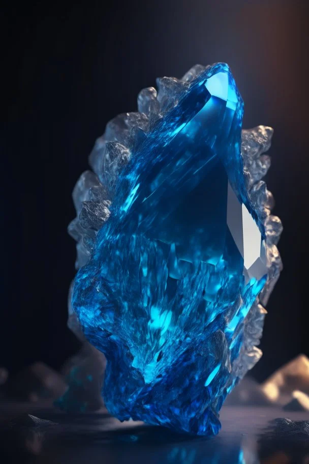 transparent gemstone Methuselah , in blue fire chrome casino, high detail, 8k, cinematic, depth of field, art