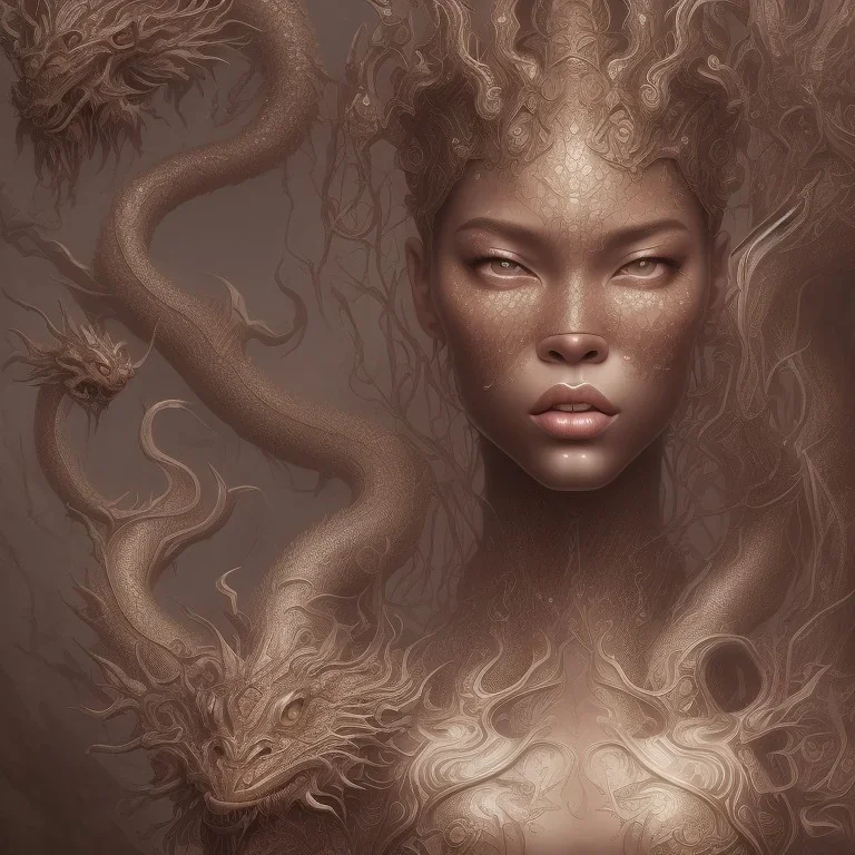 sango fantasy, fantasy magic, intricate, sharp focus, illustration, highly detailed, digital painting, concept art, matte, artgerm and paul lewin and kehinde wiley, masterpiece sexy lips Asian afro lips black African lady body Asian Dragon head silver bright rain lady outer space