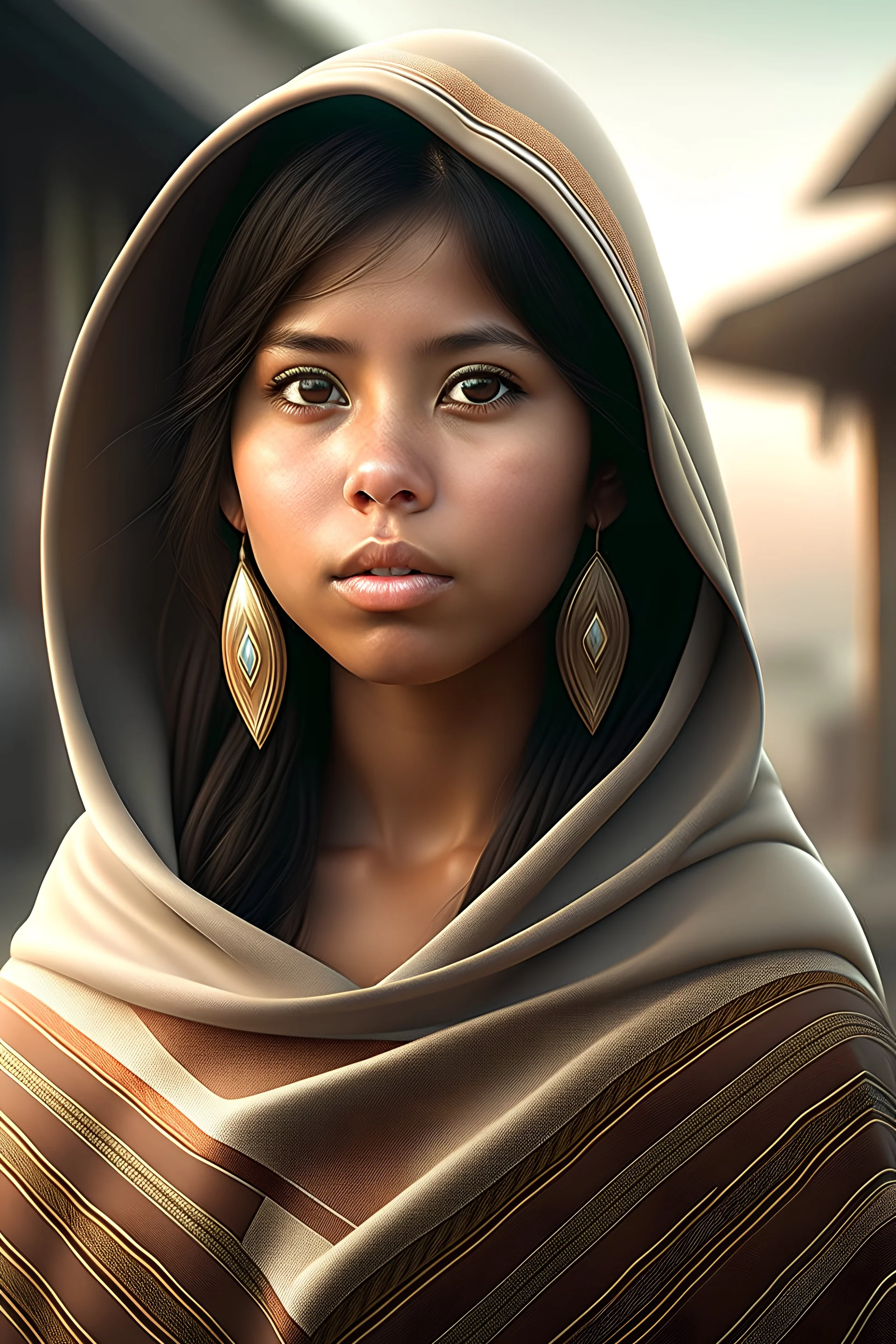 Digital art, high quality, digital masterpiece, natural illumination, spotlight, realistic, film style, beautiful, (1 beautiful peruvian young girl walking, wearing a peruvian poncho:3), (cute femenine face:1.8), (sexy eyes:1), tan skin, (Peruvian poncho:3), (Inca temple:1.2), (Inca terraces:1.5)