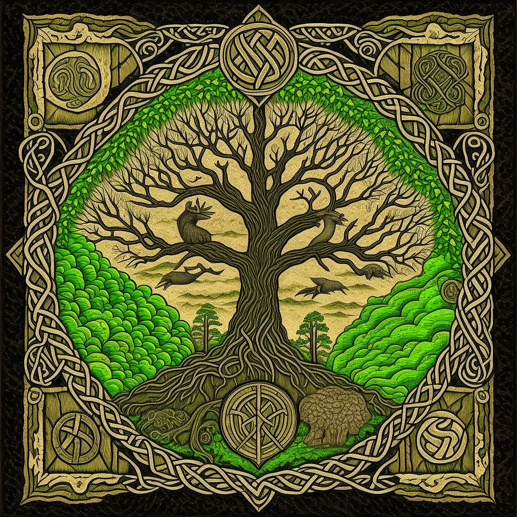 European pagan rune art with nature