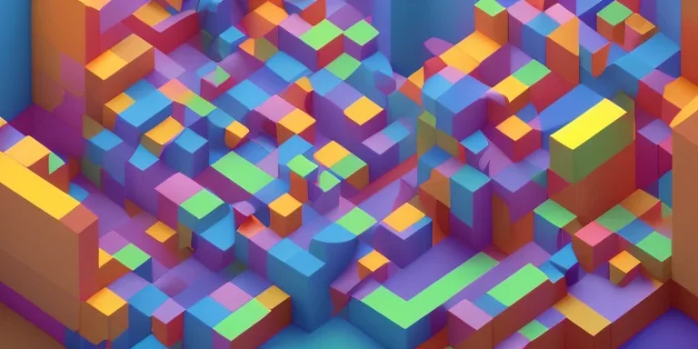 3D colorful geometric installation, simplistic, studio lighting, C4D, 16k, Behance, Artstation, centered, top down camera, vibrant