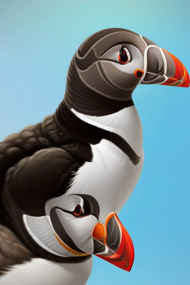 realistic puffin bird from the side