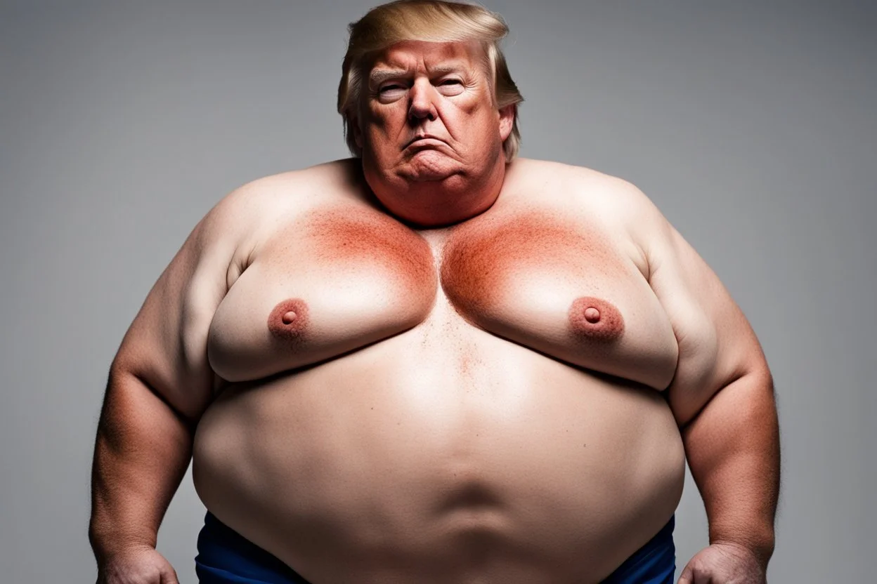 donald trump morbid obese and sweating without a shirt