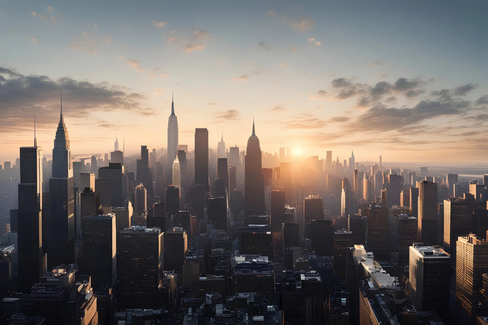 a new york skyline, natural lighting, first person view, highly detailed to precise, matte painting, sunset time, conceptual, footage still, science fiction --v6, visuals, billboards, signs, commercial buildings, procedural city generation, raw photo, 35mm, infrastructure, environment,