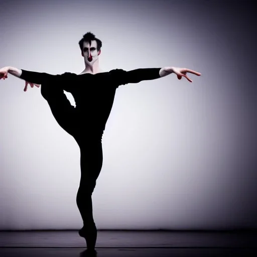 Male vampire Ballet dancer on stage atmospheric realistic two arms