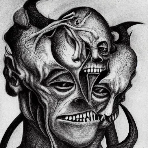 Demon holding two heads