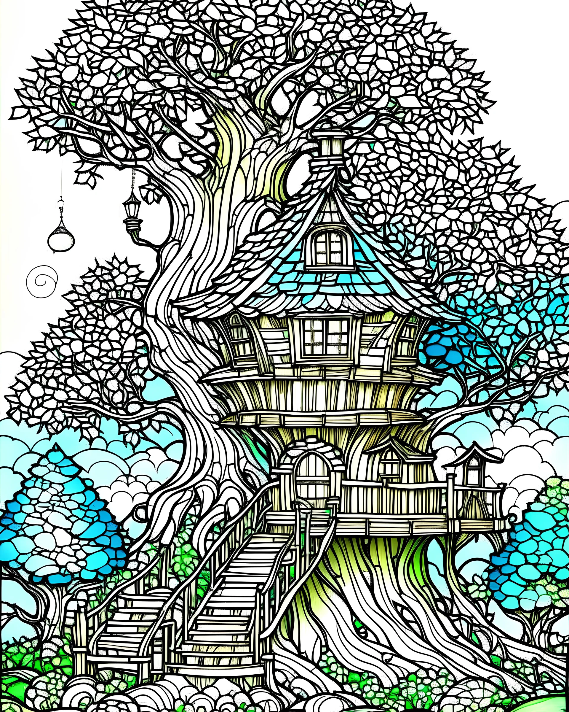 fairy tree house color book cover for adults